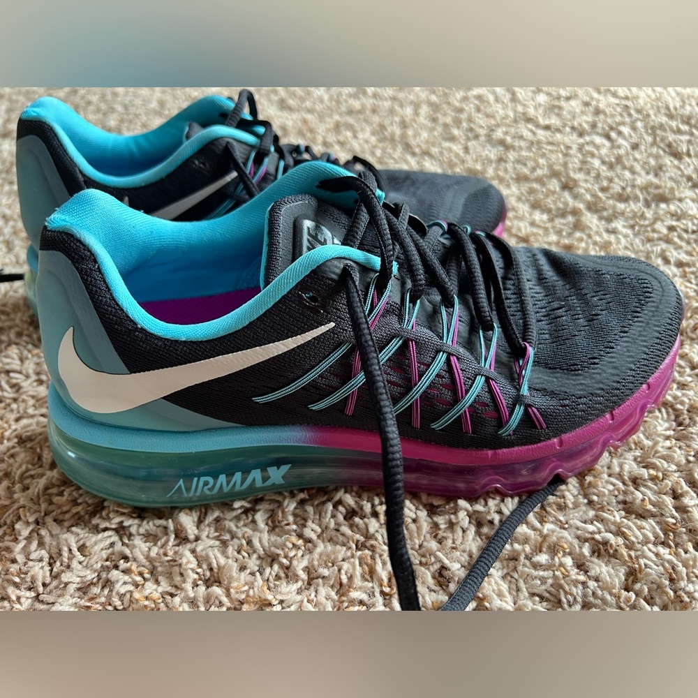 Women's nike air max 2015 black white clearwater running shoes 698903-004